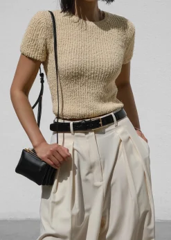 The Frankie Shop Lexie Knit Cropped Top Beige Best
