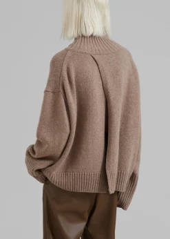 The Frankie Shop Liana Open Back Sweater Taupe