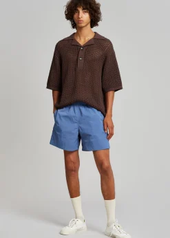 The Frankie Shop Lido Swim Mid Length Trunks Mid Blue Online