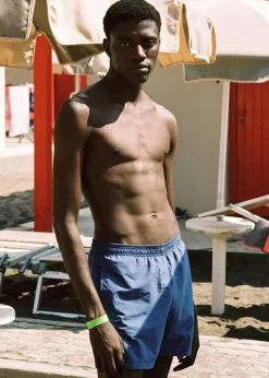 The Frankie Shop Lido Swim Mid Length Trunks Mid Blue Online