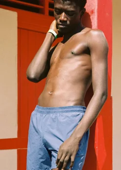 The Frankie Shop Lido Swim Mid Length Trunks Mid Blue Online