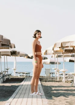 The Frankie Shop Lido Trentasette Swimsuit Terracotta Hot