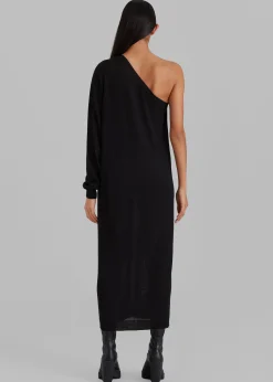 The Frankie Shop Lina One Shoulder Loose Knit Dress Black Online