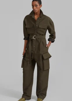 The Frankie Shop Linda Jumpsuit Olive Best
