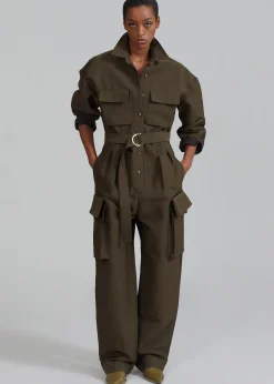 The Frankie Shop Linda Jumpsuit Olive Best