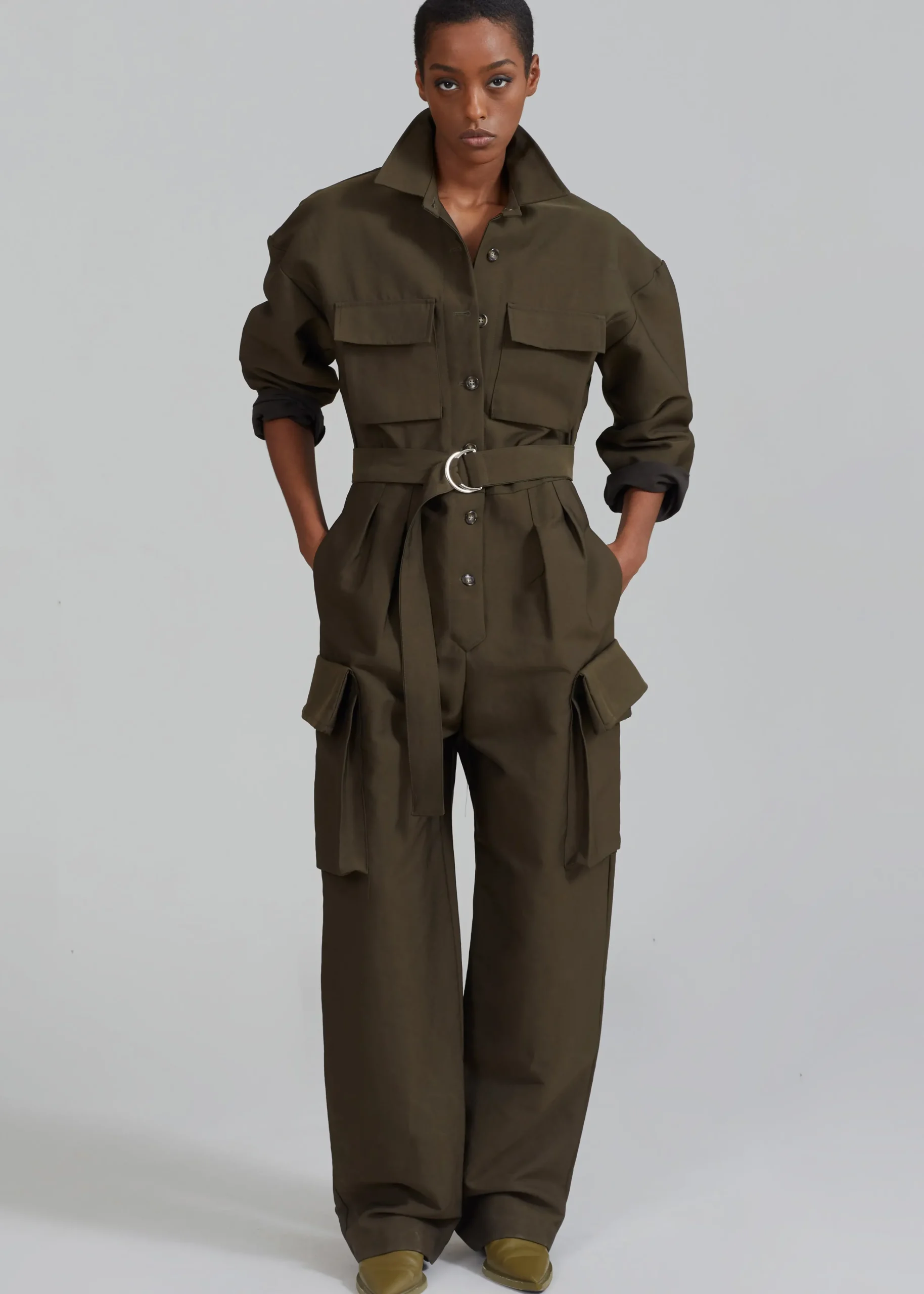 The Frankie Shop Linda Jumpsuit Olive Best