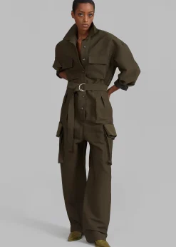 The Frankie Shop Linda Jumpsuit Olive Best