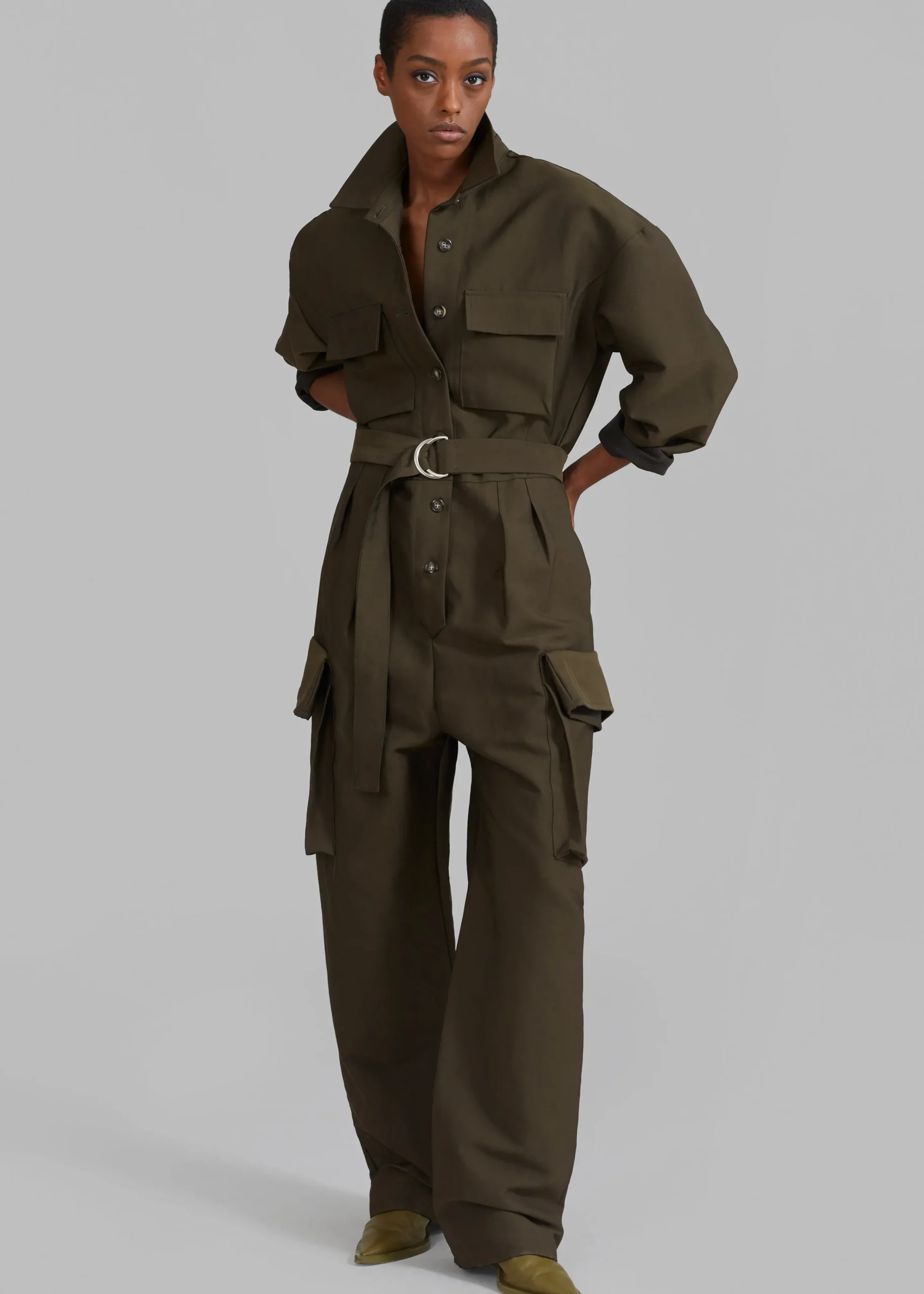 The Frankie Shop Linda Jumpsuit Olive Best