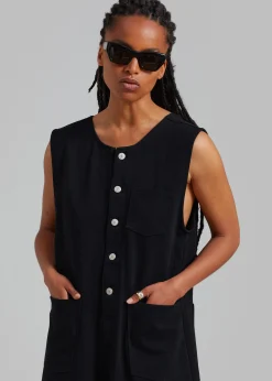 The Frankie Shop Liv Denim Jumpsuit Black Outlet