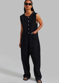 The Frankie Shop Liv Denim Jumpsuit Black Outlet