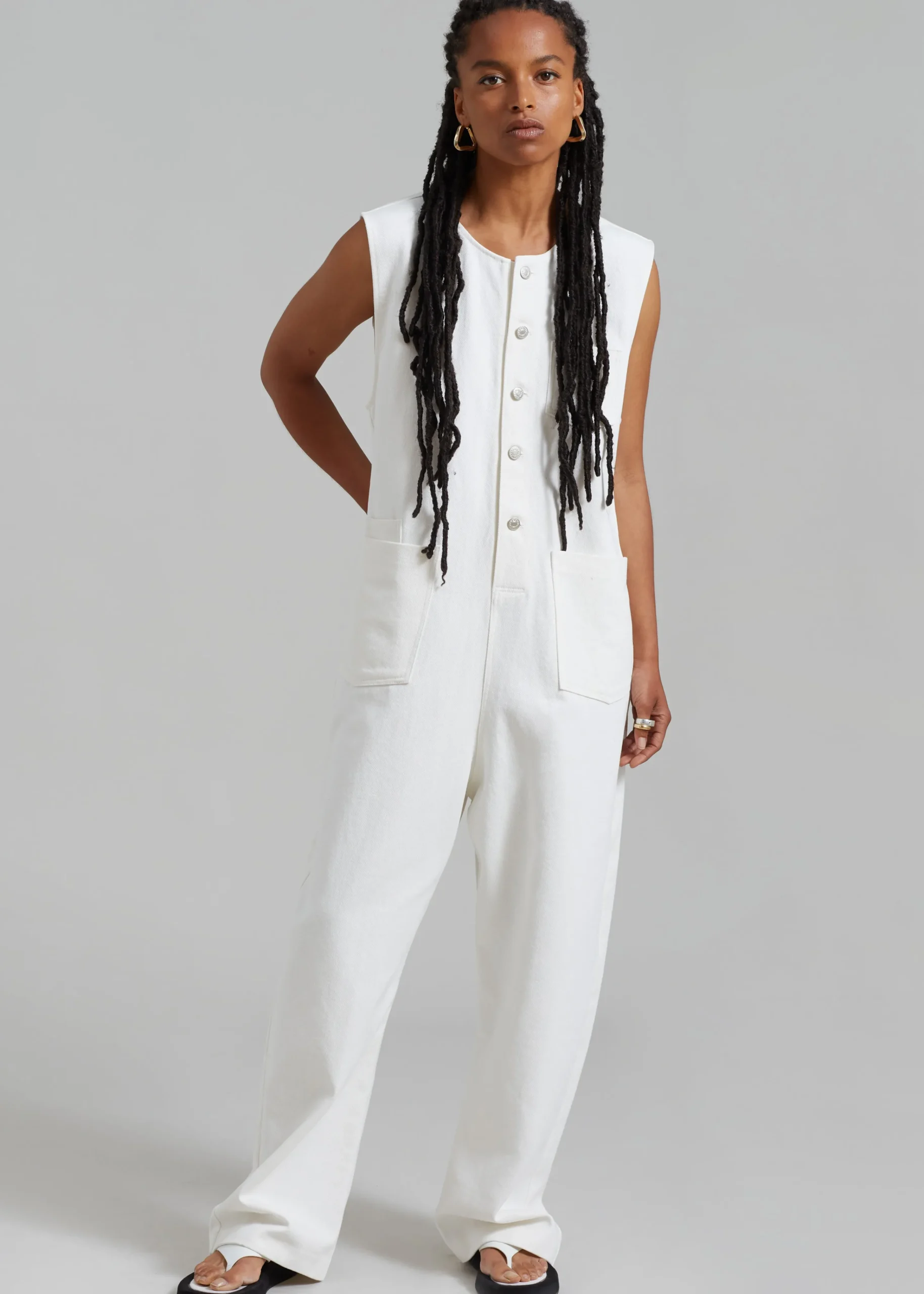 The Frankie Shop Liv Denim Jumpsuit White Best