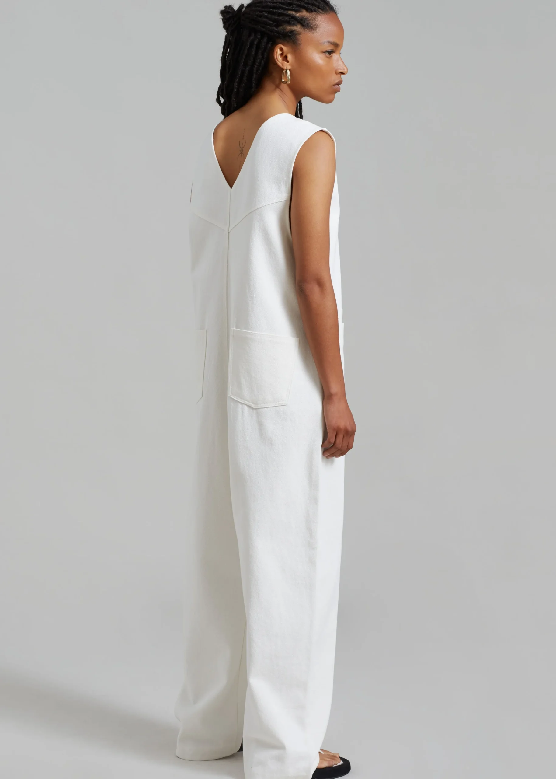 The Frankie Shop Liv Denim Jumpsuit White Best