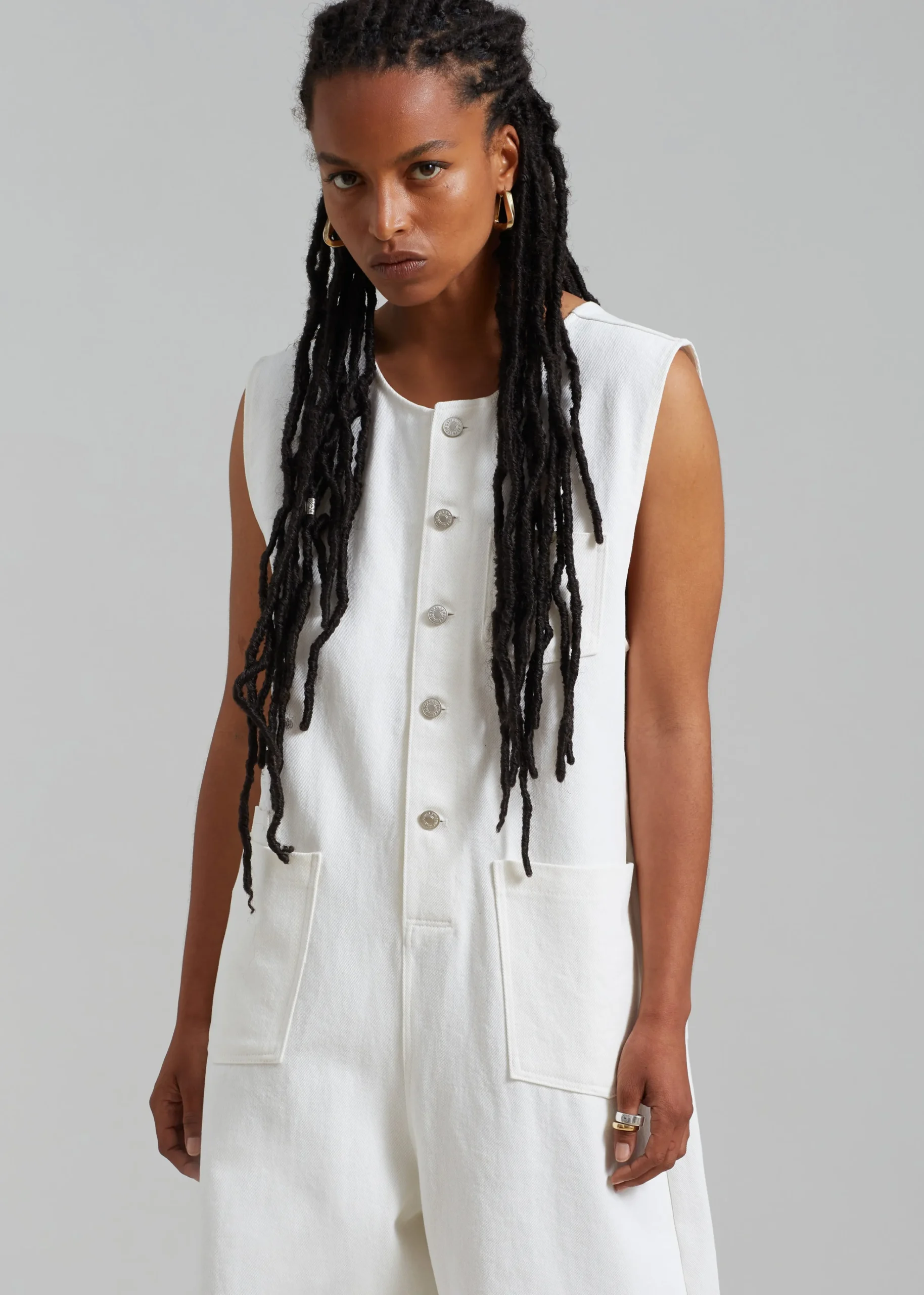 The Frankie Shop Liv Denim Jumpsuit White Best