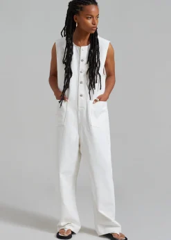 The Frankie Shop Liv Denim Jumpsuit White Best
