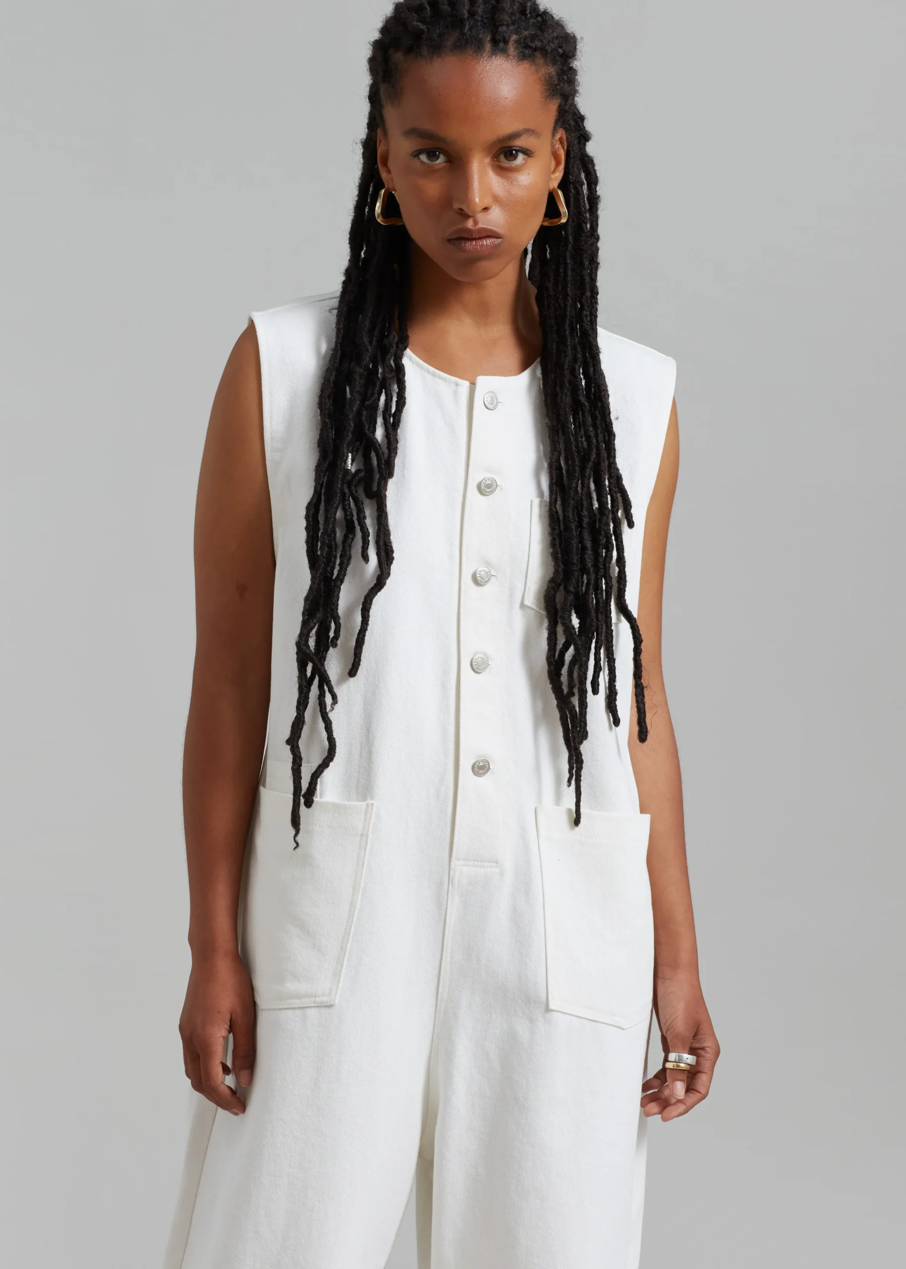 The Frankie Shop Liv Denim Jumpsuit White Best