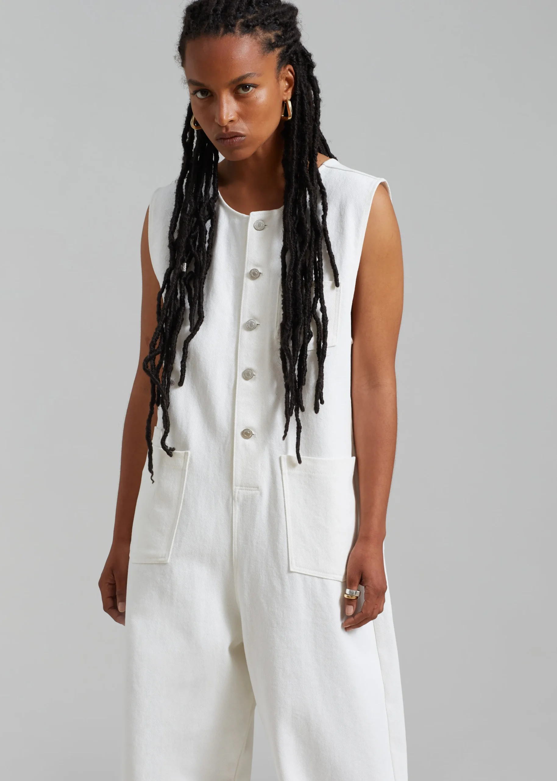 The Frankie Shop Liv Denim Jumpsuit White Best