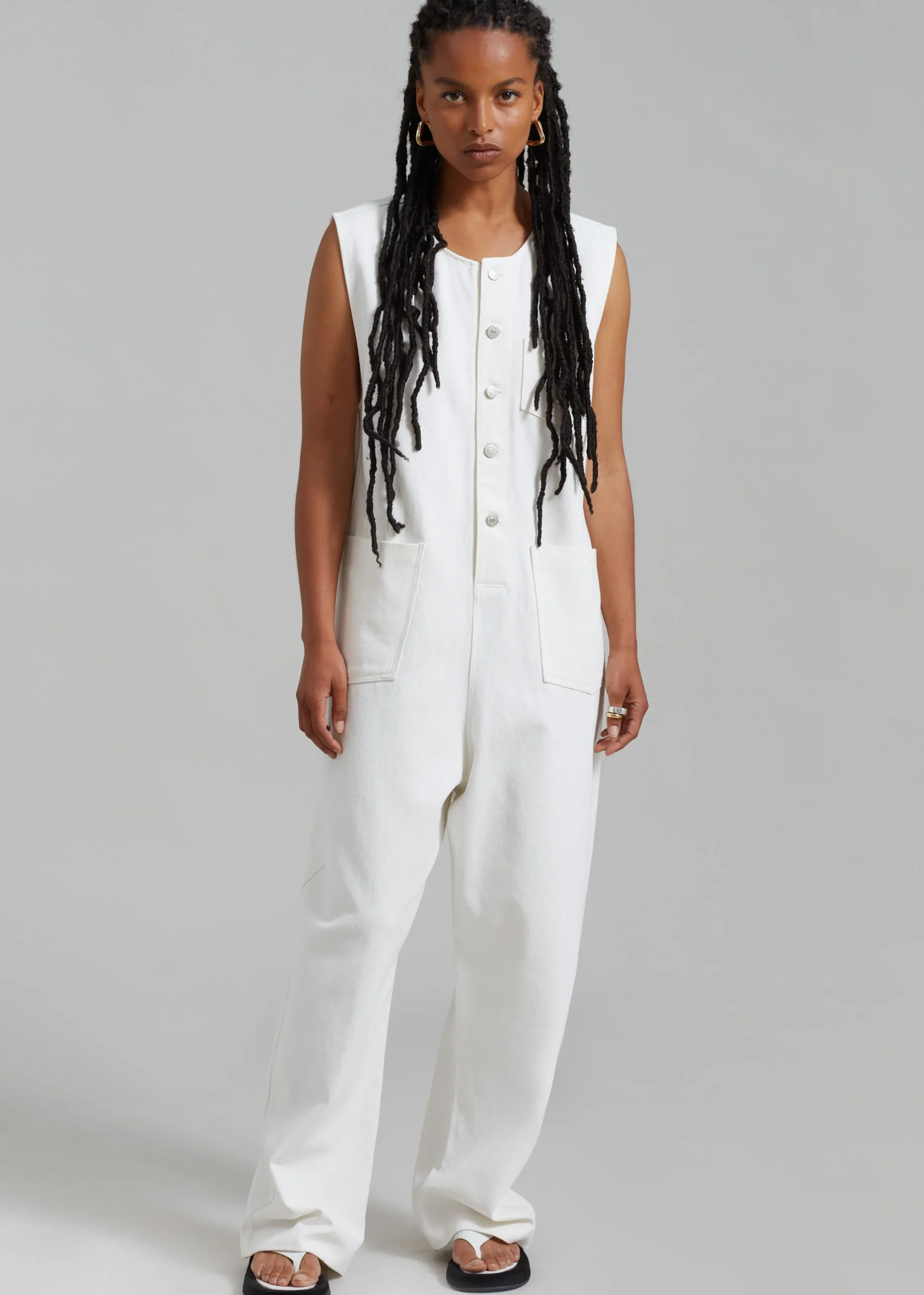 The Frankie Shop Liv Denim Jumpsuit White Best