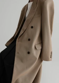 The Frankie Shop London Double Breasted Coat Taupe Sale