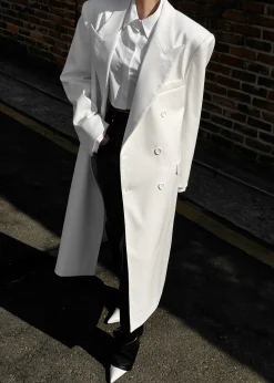 The Frankie Shop London Double Breasted Coat White Discount