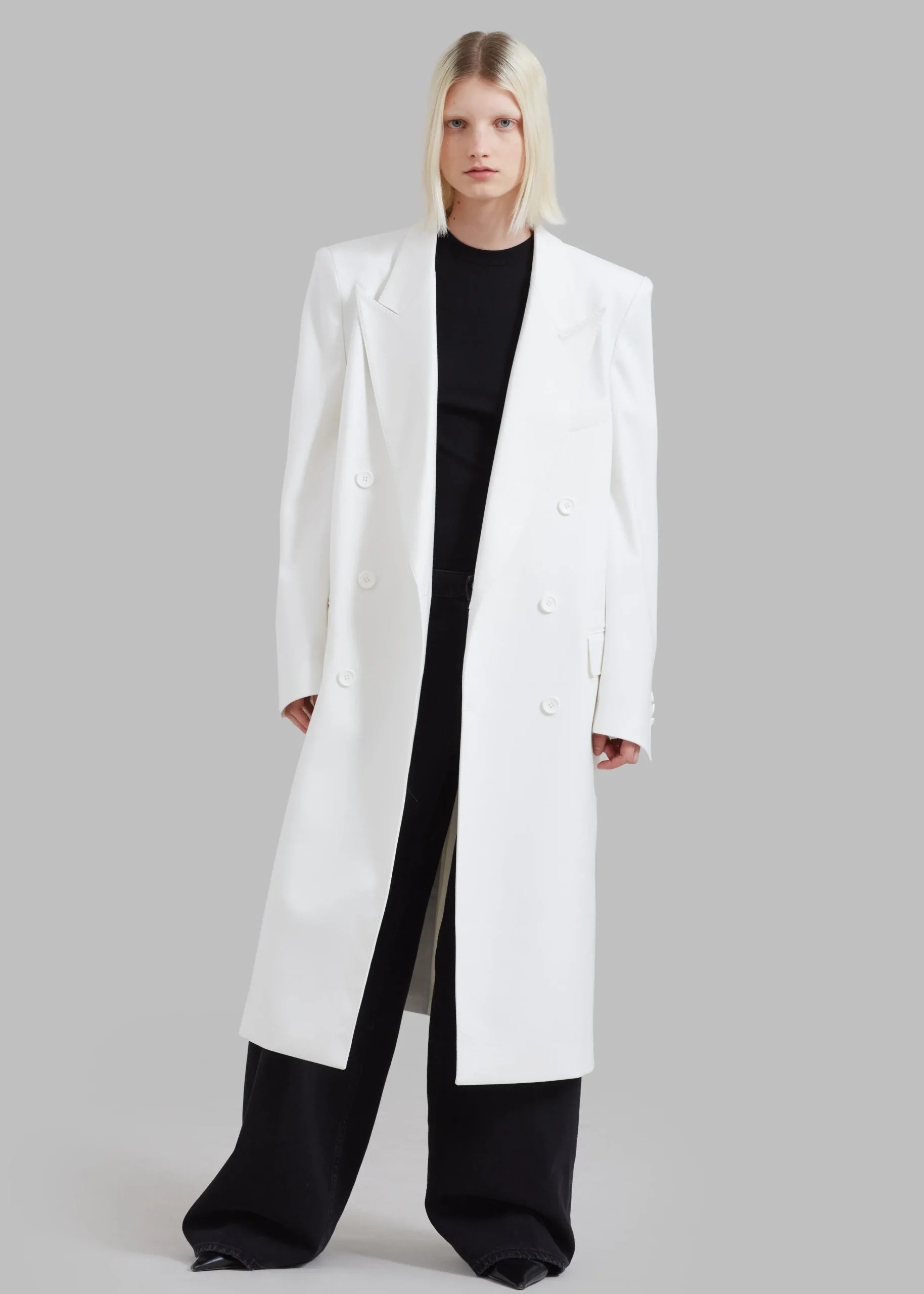 The Frankie Shop London Double Breasted Coat White Discount