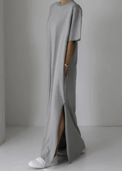 The Frankie Shop Lou Oversized Tee Dress Heather Grey Discount