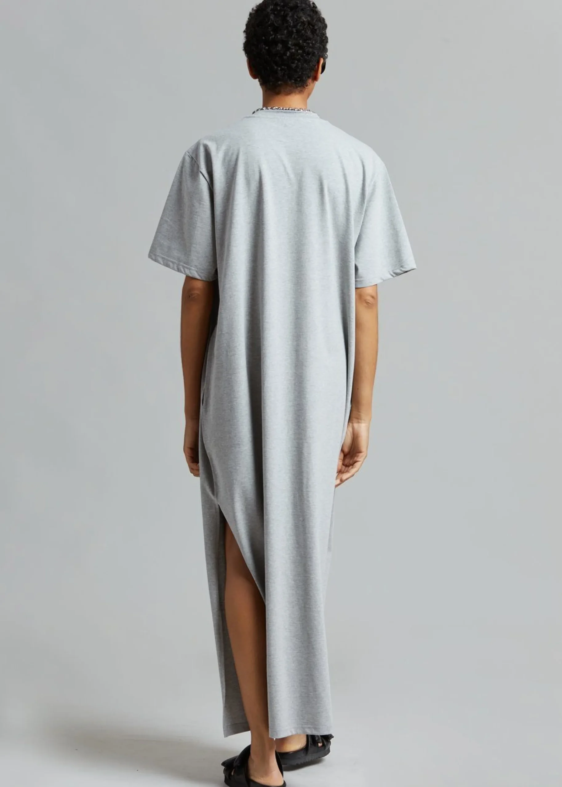The Frankie Shop Lou Oversized Tee Dress Heather Grey Discount