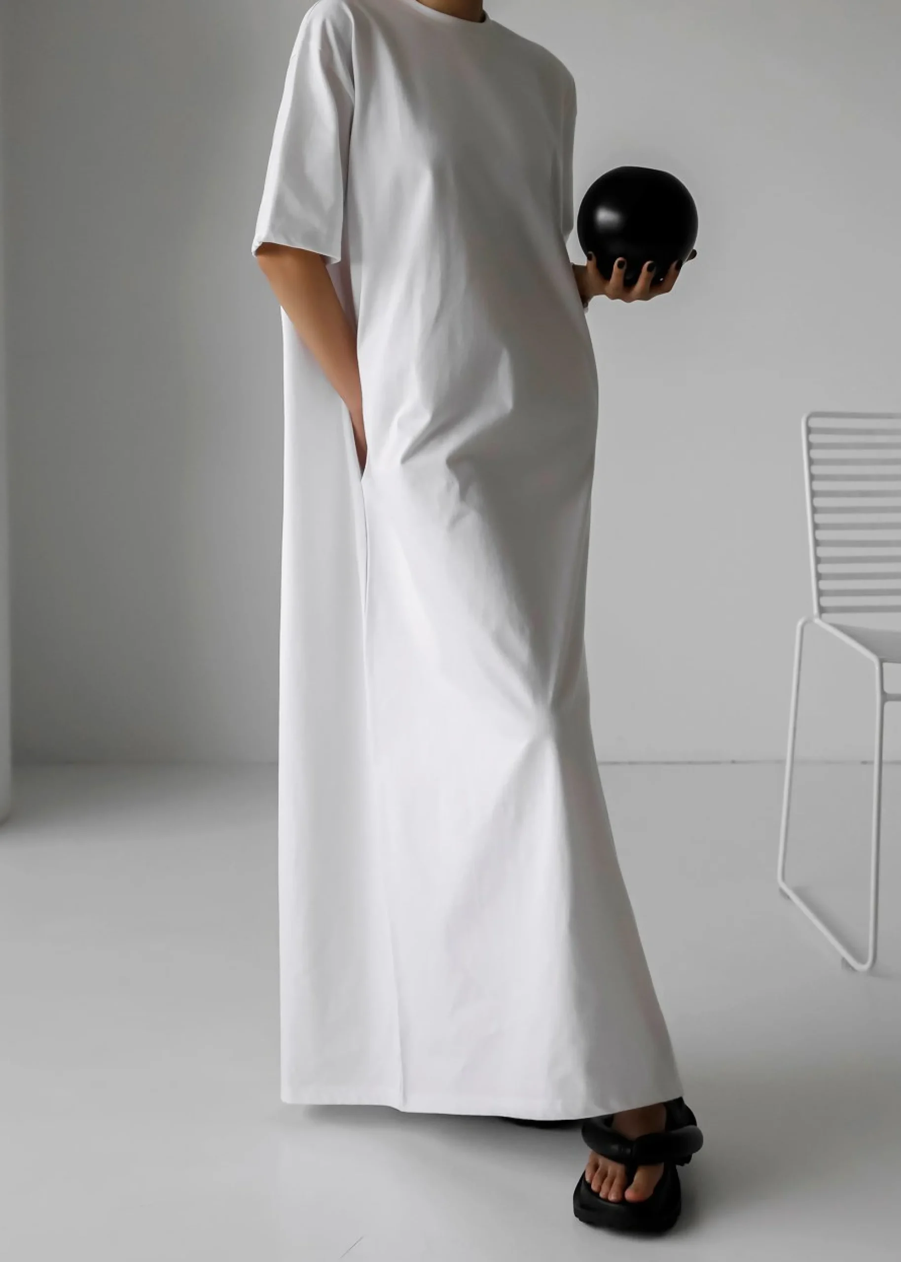The Frankie Shop Lou Oversized Tee Dress Optic White