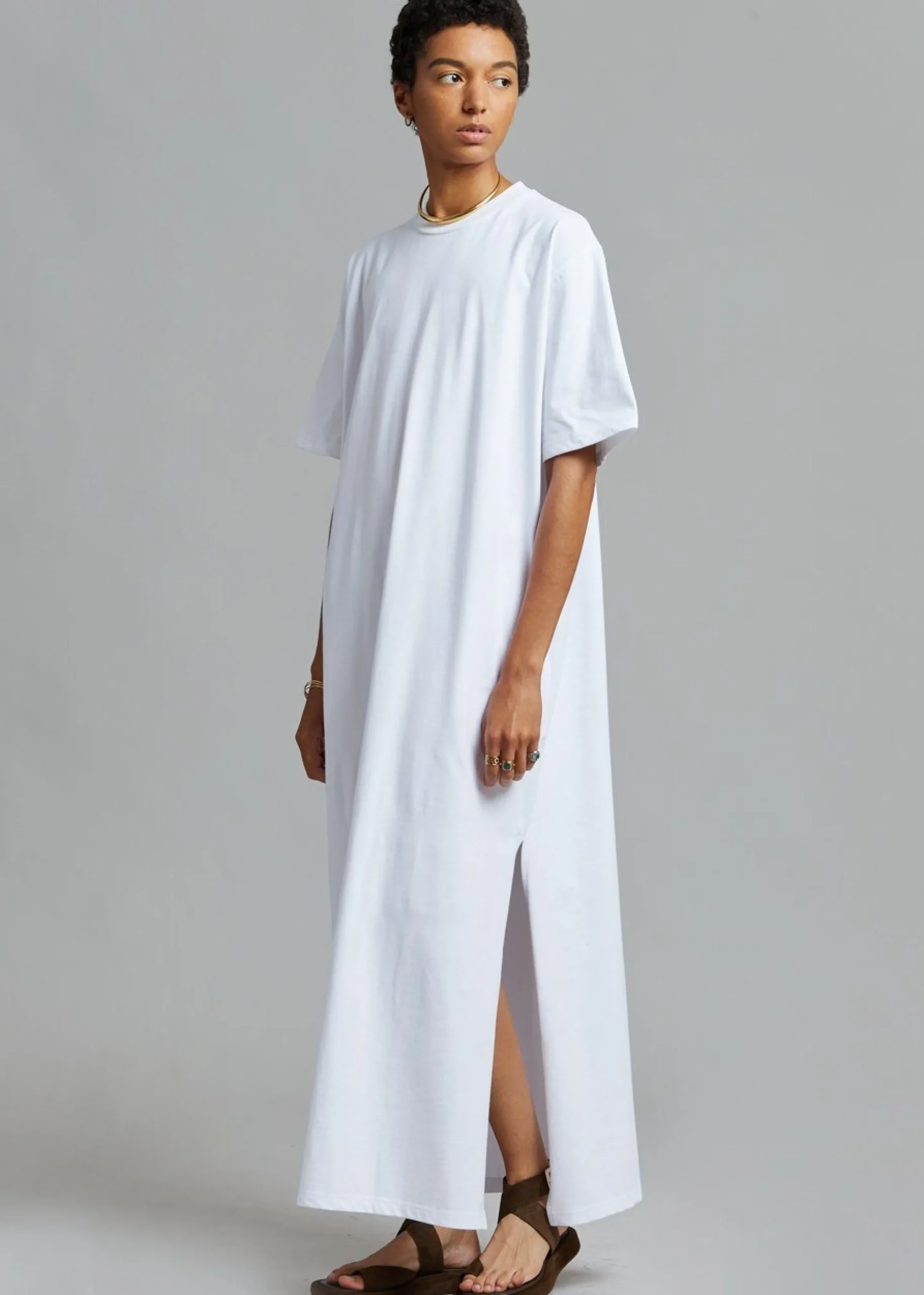 The Frankie Shop Lou Oversized Tee Dress Optic White