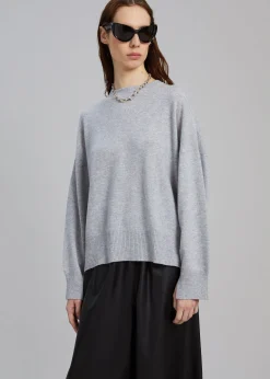 The Frankie Shop Loulou Studio Anaa Cashmere Sweater Grey Melange Clearance