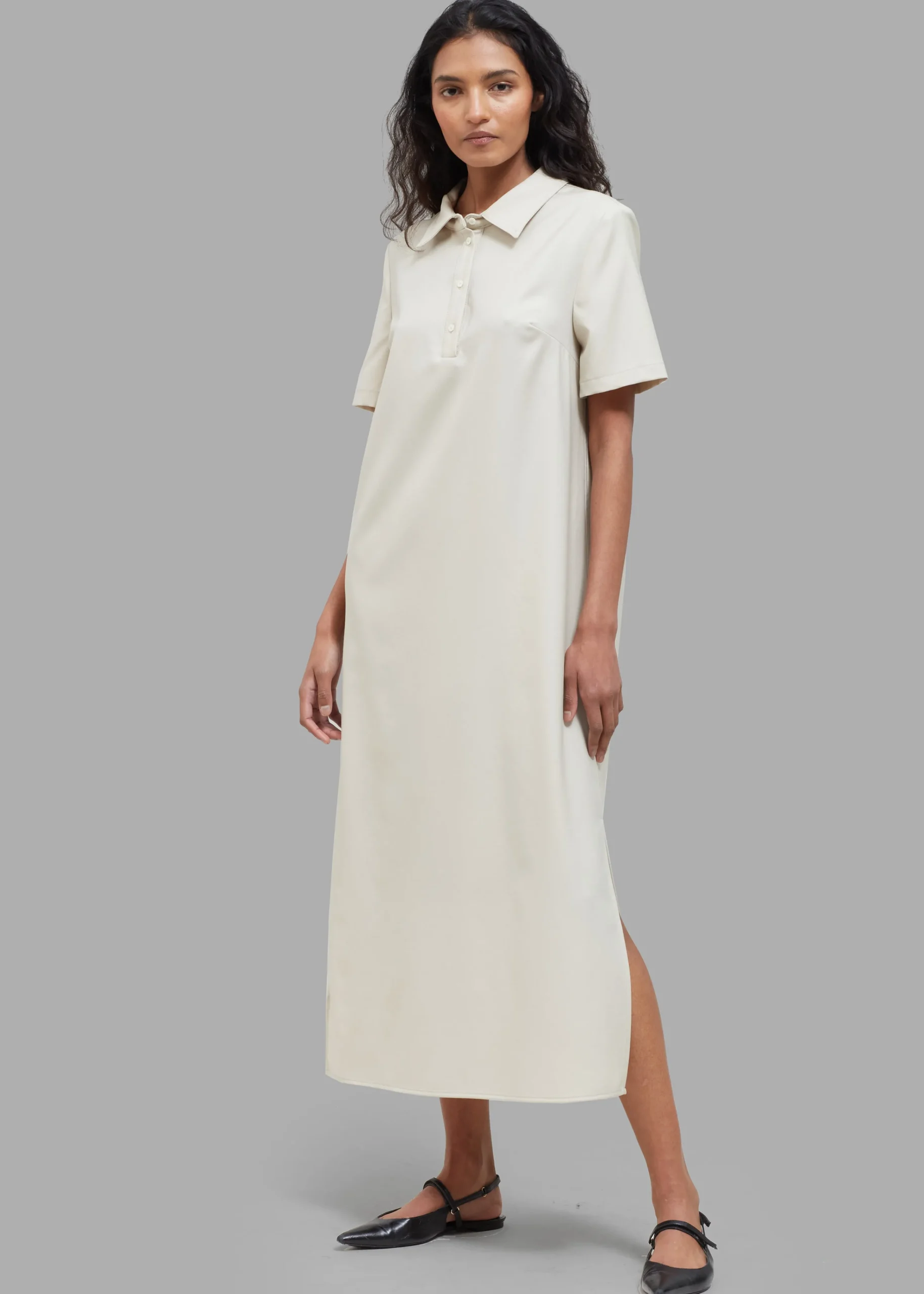 The Frankie Shop Loulou Studio Bira Polo Shirt Dress Beige Hot