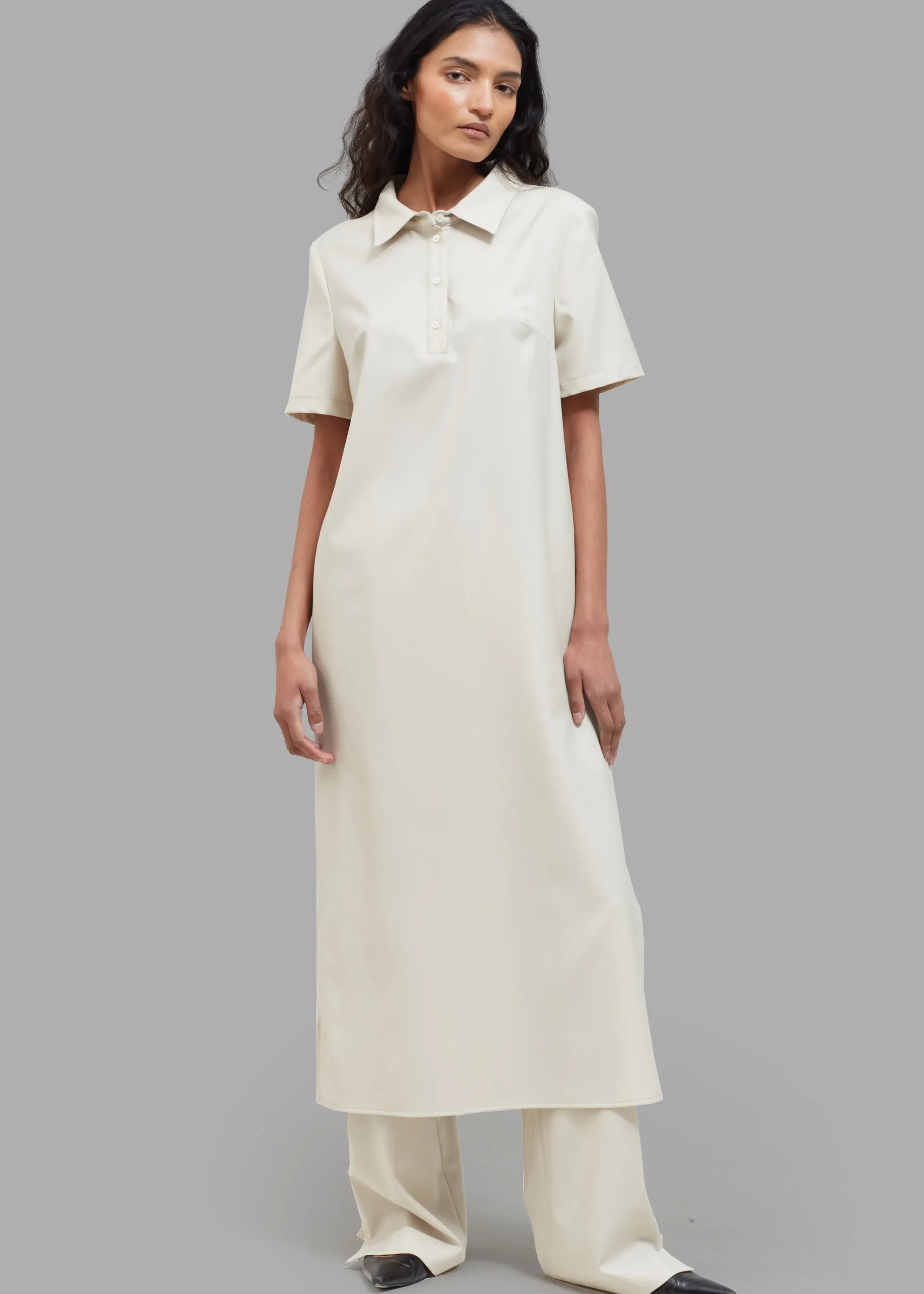 The Frankie Shop Loulou Studio Bira Polo Shirt Dress Beige Hot