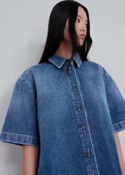 The Frankie Shop Loulou Studio Sant Shirt Dress Washed Blue Best