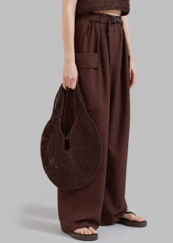 The Frankie Shop Low Classic Crochet Hobo Bag Brown Online
