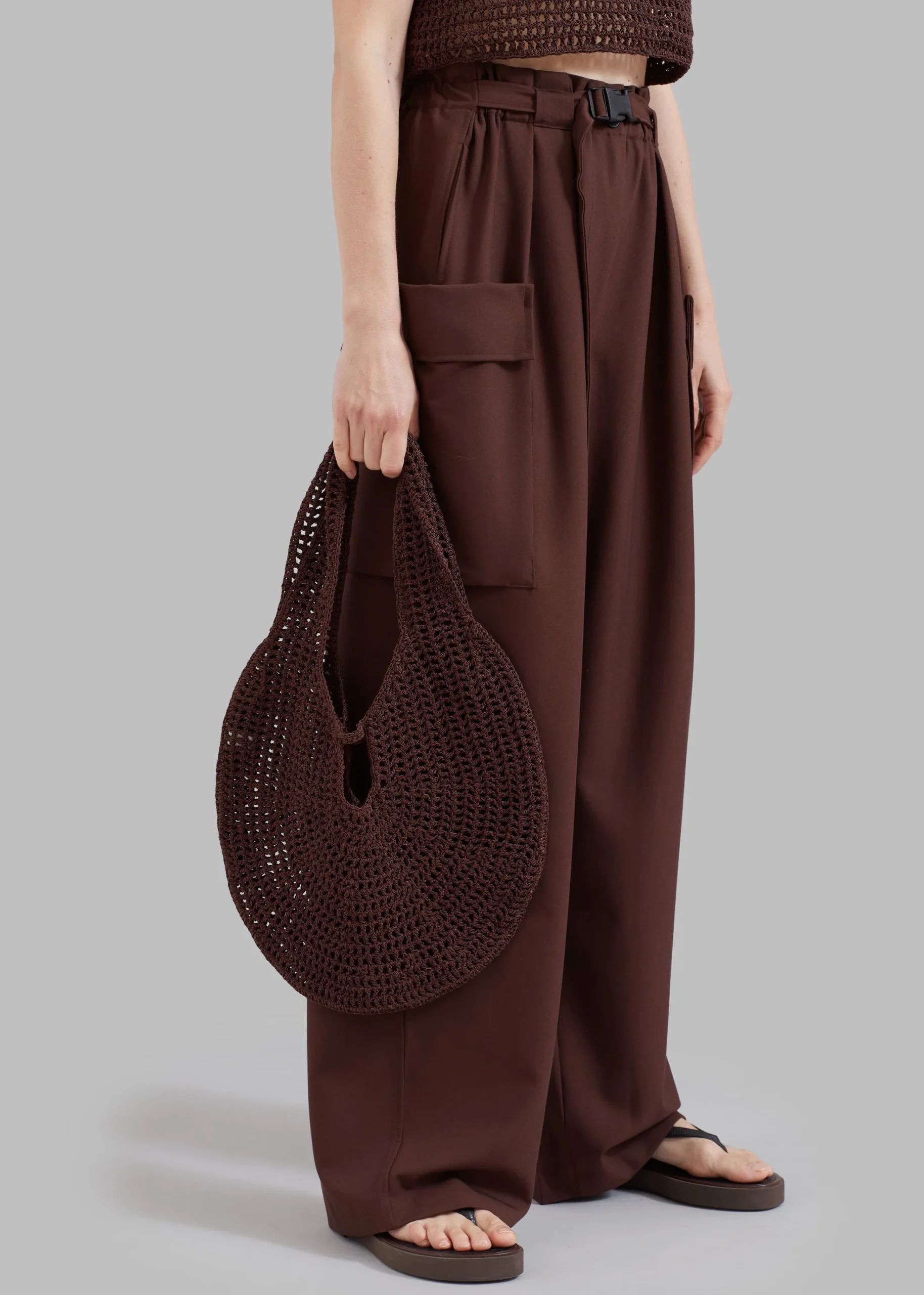 The Frankie Shop Low Classic Crochet Hobo Bag Brown Online