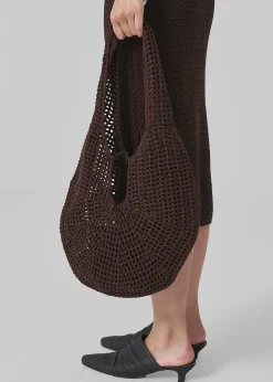 The Frankie Shop Low Classic Crochet Hobo Bag Brown Online