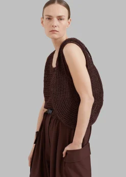 The Frankie Shop Low Classic Crochet Hobo Bag Brown Online