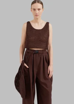 The Frankie Shop Low Classic Crochet Hobo Bag Brown Online