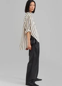The Frankie Shop Lui Satin Shirt Black Stripe Discount