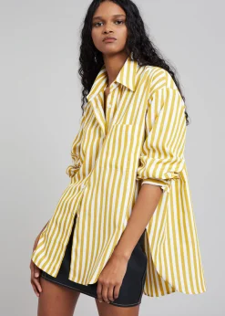 The Frankie Shop Lui Stripe Shirt Gold Yellow Outlet