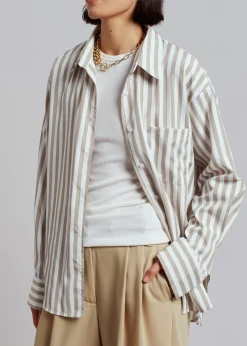 The Frankie Shop Lui Stripe Shirt Sand