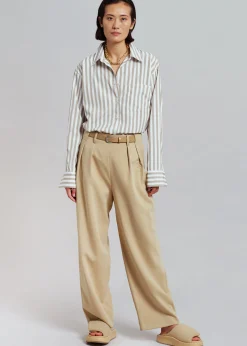 The Frankie Shop Lui Stripe Shirt Sand
