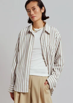 The Frankie Shop Lui Stripe Shirt Sand