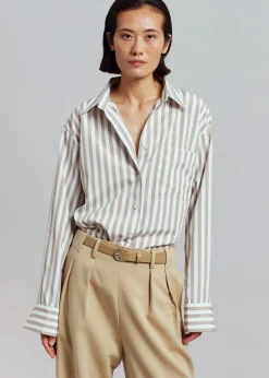 The Frankie Shop Lui Stripe Shirt Sand