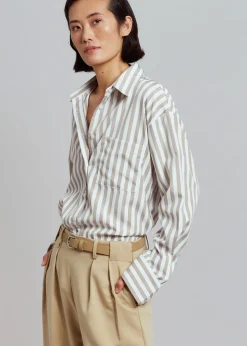 The Frankie Shop Lui Stripe Shirt Sand