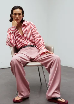 The Frankie Shop Lui Stripe Shirt Red Clearance