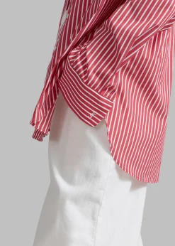 The Frankie Shop Lui Thin Stripe Shirt Red Stripe Outlet