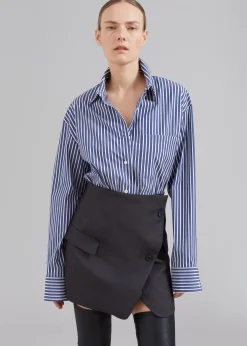 The Frankie Shop Lui Thin Stripe Shirt Navy Stripe Clearance