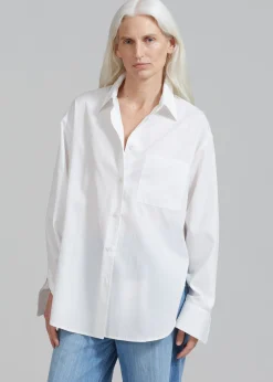 The Frankie Shop Lui White Shirt White Stripe New