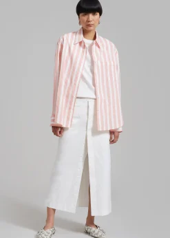 The Frankie Shop Lui Wide Stripes Shirt Pink Online