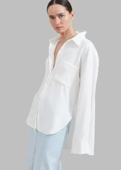 The Frankie Shop Macie Pocket Shirt Ivory Outlet